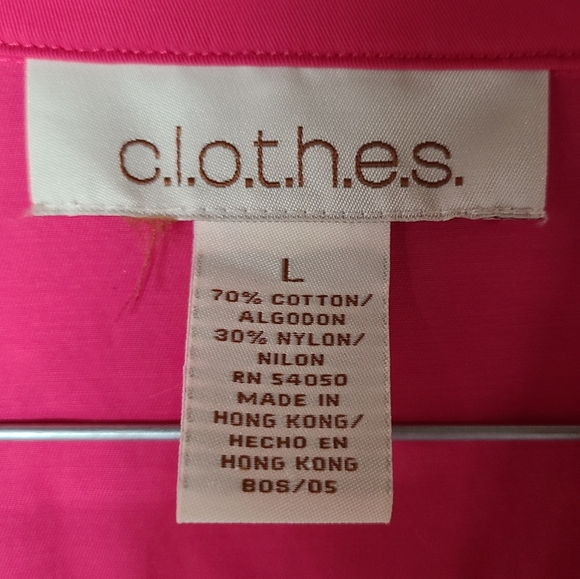 c.l.o.t.h.e.s. Large Pink Long Sleeve Zippered Lightweight Jacket. Like new. - Picture 5 of 6